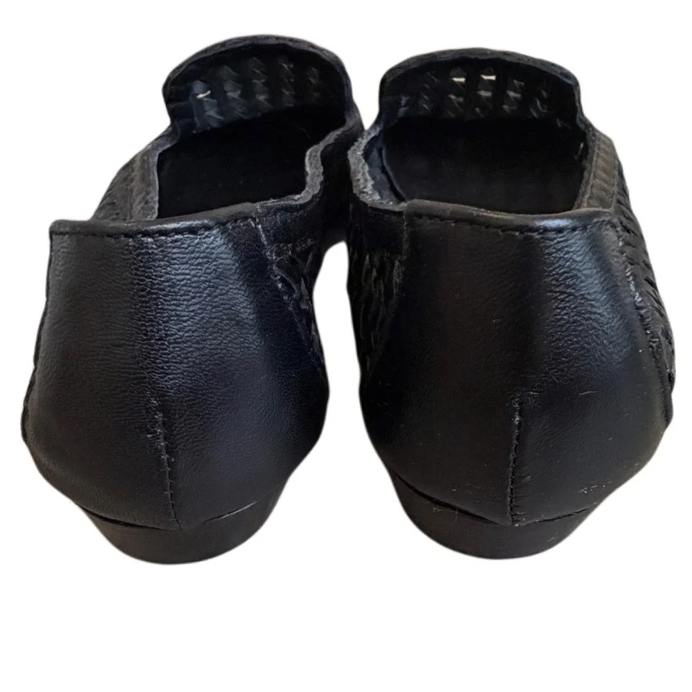 7N Sesto Meucci Italian Leather Woven Loafers Black Made in Italy